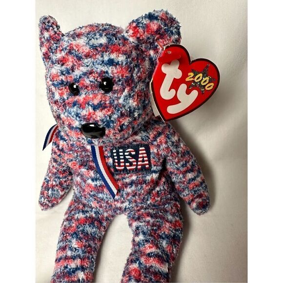 RARE Ty Beanie Baby USA 2000 Bear Proud To Be An American TAG ERRORS Retired #44 - Picture 2 of 7